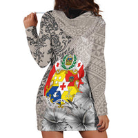Tonga Culture Hoodie Dress Ngatu Pattern and Blooming Hibiscus LT03 - Polynesian Pride