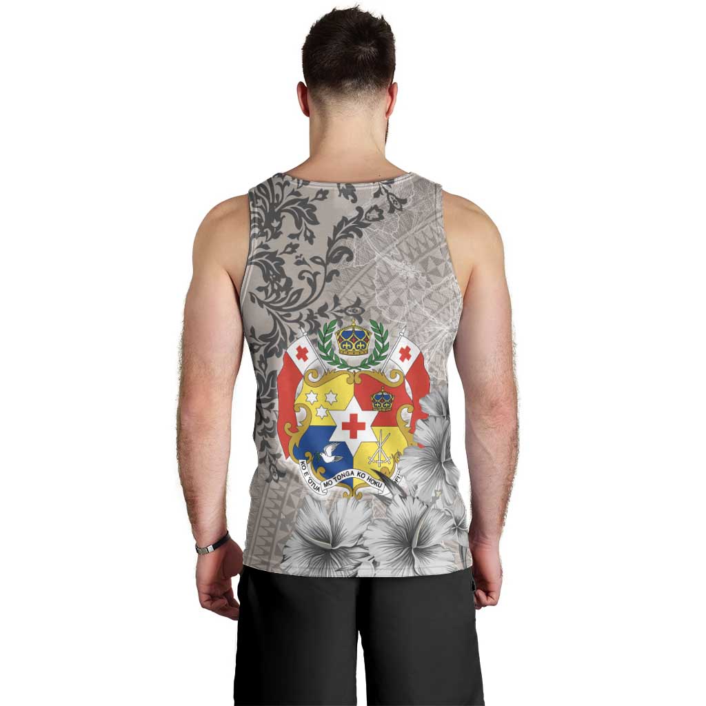 Tonga Culture Men Tank Top Ngatu Pattern and Blooming Hibiscus LT03 - Polynesian Pride