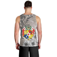 Tonga Culture Men Tank Top Ngatu Pattern and Blooming Hibiscus LT03 - Polynesian Pride