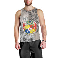 Tonga Culture Men Tank Top Ngatu Pattern and Blooming Hibiscus LT03 - Polynesian Pride