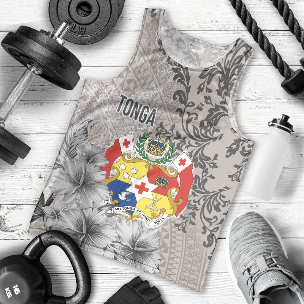 Tonga Culture Men Tank Top Ngatu Pattern and Blooming Hibiscus LT03 - Polynesian Pride