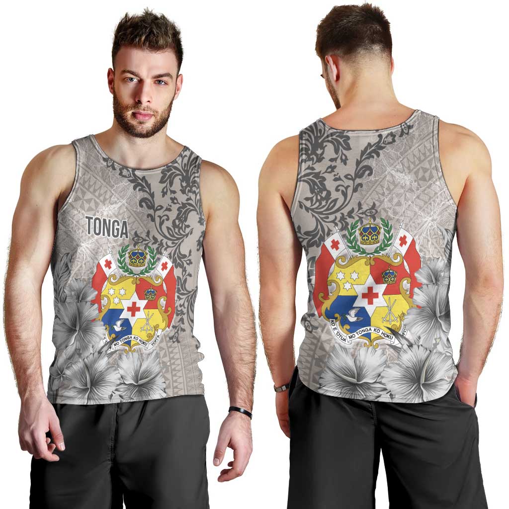Tonga Culture Men Tank Top Ngatu Pattern and Blooming Hibiscus LT03 - Polynesian Pride