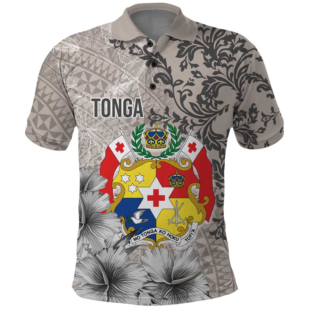 Tonga Culture Polo Shirt Ngatu Pattern and Blooming Hibiscus