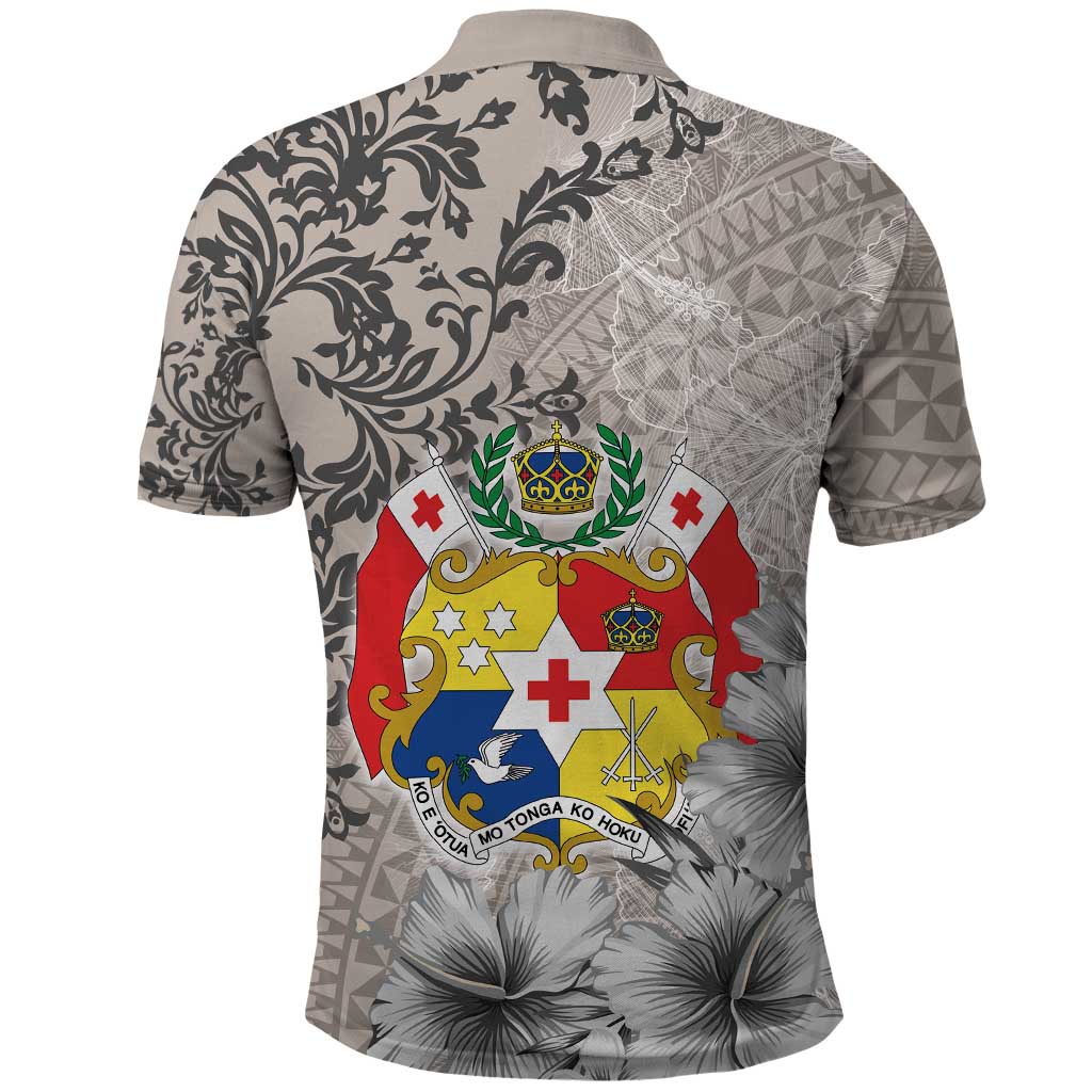 Tonga Culture Polo Shirt Ngatu Pattern and Blooming Hibiscus