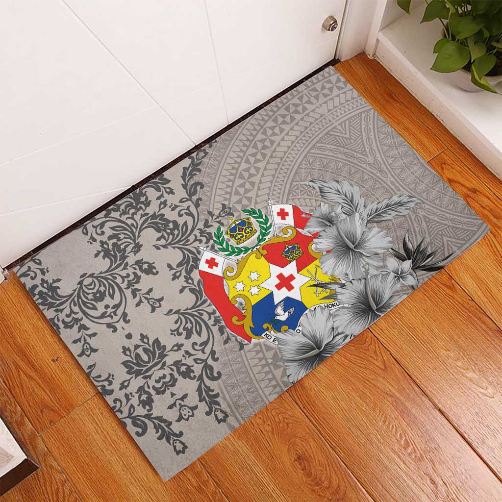 Tonga Culture Rubber Doormat Ngatu Pattern and Blooming Hibiscus LT03 - Polynesian Pride