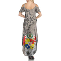 Tonga Culture Summer Maxi Dress Ngatu Pattern and Blooming Hibiscus LT03 - Polynesian Pride