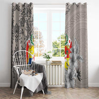 Tonga Culture Window Curtain Ngatu Pattern and Blooming Hibiscus LT03 - Polynesian Pride