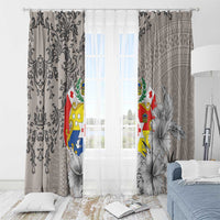 Tonga Culture Window Curtain Ngatu Pattern and Blooming Hibiscus LT03 - Polynesian Pride
