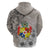 Tonga Culture Zip Hoodie Ngatu Pattern and Blooming Hibiscus