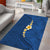 Polynesian Hibiscus and Plumeria with Tapa Pattern Area Rug Blue Color