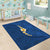 Polynesian Hibiscus and Plumeria with Tapa Pattern Area Rug Blue Color