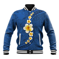 Polynesian Hibiscus and Plumeria with Tapa Pattern Baseball Jacket Blue Color LT03 Unisex Blue - Polynesian Pride
