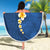 Polynesian Hibiscus and Plumeria with Tapa Pattern Beach Blanket Blue Color