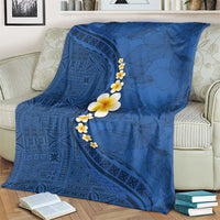 Polynesian Hibiscus and Plumeria with Tapa Pattern Blanket Blue Color LT03 - Polynesian Pride