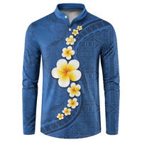Polynesian Hibiscus and Plumeria with Tapa Pattern Button Sweatshirt Blue Color LT03 Blue - Polynesian Pride