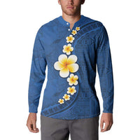 Polynesian Hibiscus and Plumeria with Tapa Pattern Button Sweatshirt Blue Color LT03 - Polynesian Pride