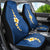 Polynesian Hibiscus and Plumeria with Tapa Pattern Car Seat Cover Blue Color