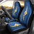 Polynesian Hibiscus and Plumeria with Tapa Pattern Car Seat Cover Blue Color