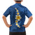 Polynesian Hibiscus and Plumeria with Tapa Pattern Family Matching Mermaid Dress and Hawaiian Shirt Blue Color