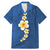 Polynesian Hibiscus and Plumeria with Tapa Pattern Family Matching Mermaid Dress and Hawaiian Shirt Blue Color