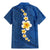 Polynesian Hibiscus and Plumeria with Tapa Pattern Family Matching Mermaid Dress and Hawaiian Shirt Blue Color