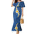 Polynesian Hibiscus and Plumeria with Tapa Pattern Family Matching Mermaid Dress and Hawaiian Shirt Blue Color