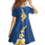 Polynesian Hibiscus and Plumeria with Tapa Pattern Family Matching Off Shoulder Maxi Dress and Hawaiian Shirt Blue Color