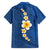 Polynesian Hibiscus and Plumeria with Tapa Pattern Family Matching Tank Maxi Dress and Hawaiian Shirt Blue Color