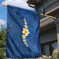 Polynesian Hibiscus and Plumeria with Tapa Pattern Garden Flag Blue Color LT03 - Polynesian Pride