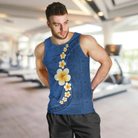 Polynesian Hibiscus and Plumeria with Tapa Pattern Men Tank Top Blue Color LT03 Blue - Polynesian Pride