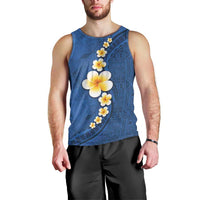 Polynesian Hibiscus and Plumeria with Tapa Pattern Men Tank Top Blue Color LT03 - Polynesian Pride
