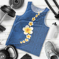 Polynesian Hibiscus and Plumeria with Tapa Pattern Men Tank Top Blue Color LT03 - Polynesian Pride