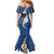 Polynesian Hibiscus and Plumeria with Tapa Pattern Mermaid Dress Blue Color