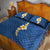 Polynesian Hibiscus and Plumeria with Tapa Pattern Quilt Bed Set Blue Color