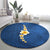 Polynesian Hibiscus and Plumeria with Tapa Pattern Round Carpet Blue Color