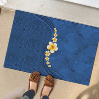 Polynesian Hibiscus and Plumeria with Tapa Pattern Rubber Doormat Blue Color LT03 - Polynesian Pride