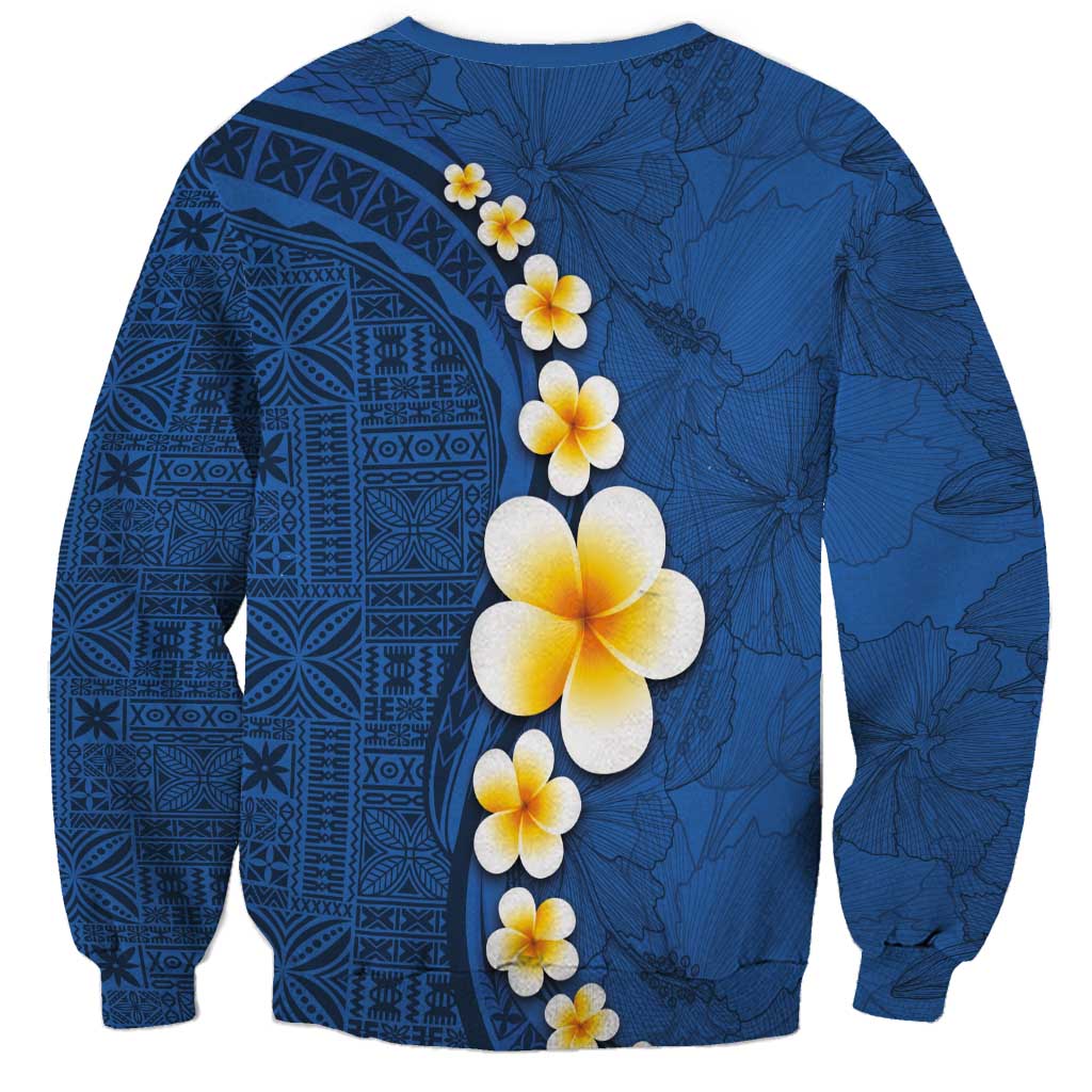 Polynesian Hibiscus and Plumeria with Tapa Pattern Sweatshirt Blue Color LT03 - Polynesian Pride