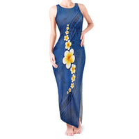 Polynesian Hibiscus and Plumeria with Tapa Pattern Tank Maxi Dress Blue Color LT03 Women Blue - Polynesian Pride