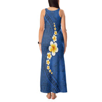 Polynesian Hibiscus and Plumeria with Tapa Pattern Tank Maxi Dress Blue Color LT03 - Polynesian Pride