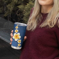 Polynesian Hibiscus and Plumeria with Tapa Pattern Tumbler Cup Blue Color LT03 - Polynesian Pride