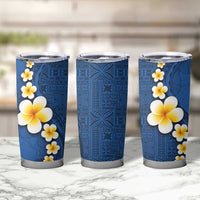 Polynesian Hibiscus and Plumeria with Tapa Pattern Tumbler Cup Blue Color LT03 - Polynesian Pride
