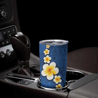 Polynesian Hibiscus and Plumeria with Tapa Pattern Tumbler Cup Blue Color LT03 - Polynesian Pride