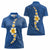 Polynesian Hibiscus and Plumeria with Tapa Pattern Women Polo Shirt Blue Color