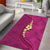 Polynesian Hibiscus and Plumeria with Tapa Pattern Area Rug Pink Color