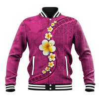 Polynesian Hibiscus and Plumeria with Tapa Pattern Baseball Jacket Pink Color LT03 Unisex Pink - Polynesian Pride
