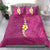 Polynesian Hibiscus and Plumeria with Tapa Pattern Bedding Set Pink Color