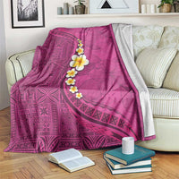 Polynesian Hibiscus and Plumeria with Tapa Pattern Blanket Pink Color LT03 Pink - Polynesian Pride