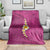 Polynesian Hibiscus and Plumeria with Tapa Pattern Blanket Pink Color