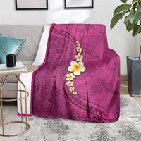Polynesian Hibiscus and Plumeria with Tapa Pattern Blanket Pink Color LT03 - Polynesian Pride