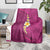 Polynesian Hibiscus and Plumeria with Tapa Pattern Blanket Pink Color